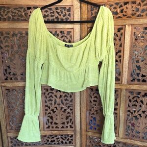 FORE Lime Green Long Sleeve Crop Top